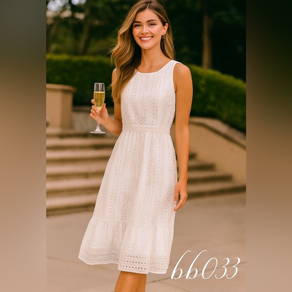 J. Crew Dresses & Skirts - J. Crew White Eyelet Sleeveless Dress w/ Ruffled Hem • Sz. 00P